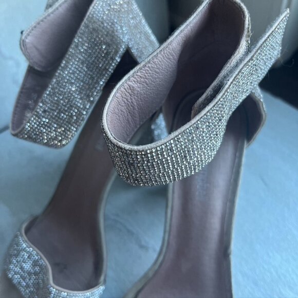 ** Jeffrey Campbell Kassidy Glitter Jeweled Block Heel Sandals 8 - Picture 3 of 12